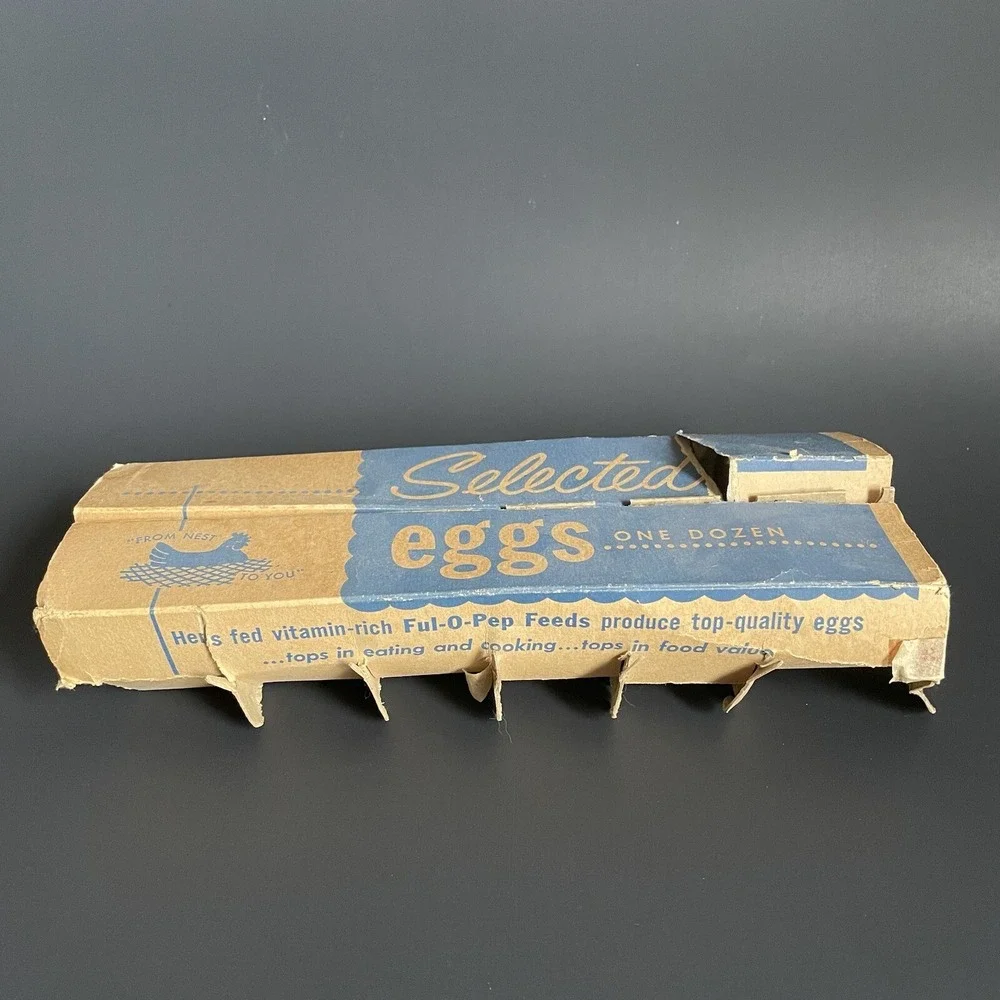 Vintage Paperboard Egg Carton‎ Pulp O Pep Feeds Advertisement Selected 1 Dozen